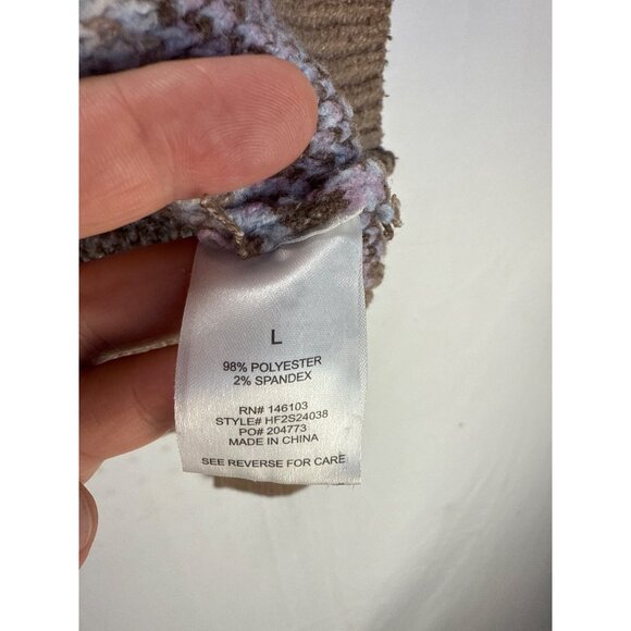 Hippie Rose Fair Isle Sweater V Neck Cropped Size Large Brown Mauve Knitted - Picture 4 of 7